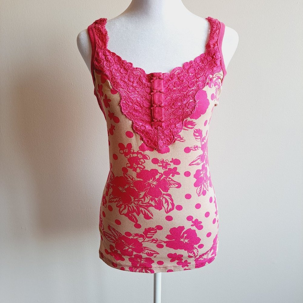 VDP Italian Women's Pink Floral Tank Top Size 42 / S